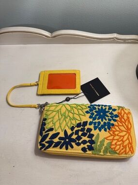 Yellow Floral Embroidered Wallet